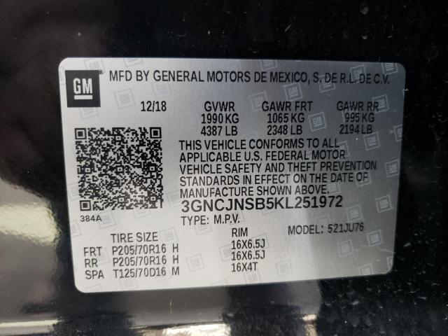 Photo 10 from auction – 2019 CHEVROLET TRAX LS with VIN 3GNCJNSB5KL251972