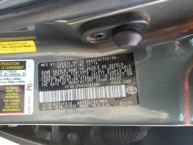 Photo 10 from auction – 2014 TOYOTA CAMRY L with VIN 4T1BF1FK4EU791182
