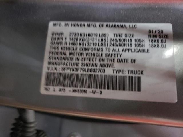 Photo 10 from auction – 2020 HONDA RIDGELINE with VIN 5FPYK3F79LB002703