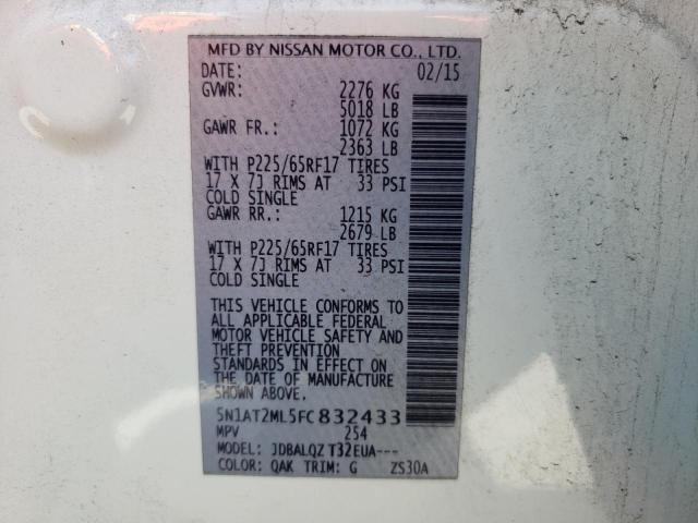 Photo 10 from auction – 2015 NISSAN ROGUE S with VIN 5N1AT2ML5FC832433