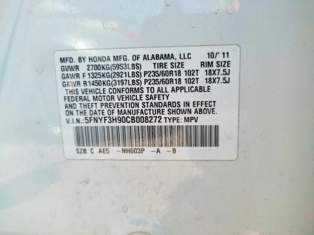 Photo 10 from auction – 2012 HONDA PILOT TOUR with VIN 5FNYF3H90CB008272