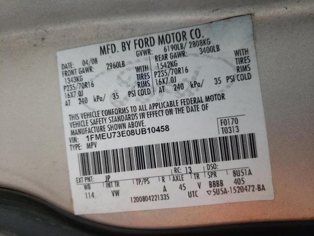 Photo 10 from auction – 2008 FORD EXPLORER X with VIN 1FMEU73E08UB10458