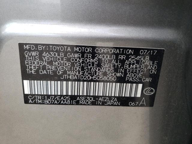 Photo 10 from auction – 2017 LEXUS IS 200T with VIN JTHBA1D20H5058050