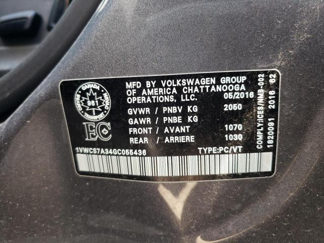 Photo 10 from auction – 2016 VOLKSWAGEN PASSAT SEL with VIN 1VWCS7A34GC055436