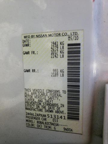 Photo 10 from auction – 2010 NISSAN ALTIMA BAS with VIN 1N4AL2APXAN513141