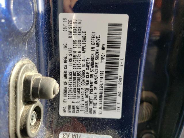 Photo 10 from auction – 2015 HONDA CR-V LX with VIN 5J6RM4H35FL119150