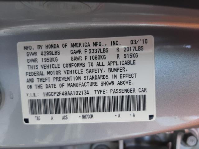 Photo 10 from auction – 2010 HONDA ACCORD LXP with VIN 1HGCP2F49AA102134