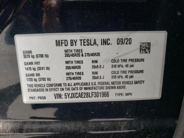 Photo 10 from auction – 2020 TESLA MODEL X with VIN 5YJXCAE28LF301966
