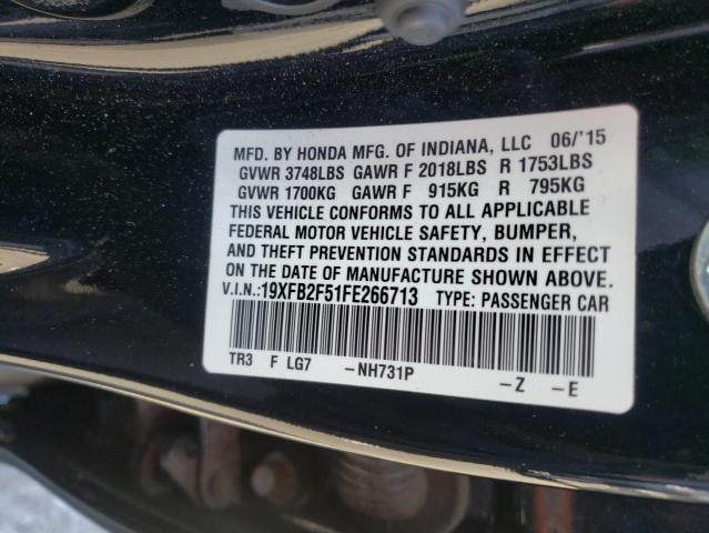 Photo 10 from auction – 2015 HONDA CIVIC LX with VIN 19XFB2F51FE266713