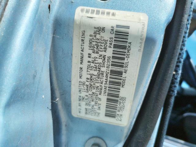 Photo 10 from auction – 1991 TOYOTA COROLLA DL with VIN 1NXAE94A4MZ182356