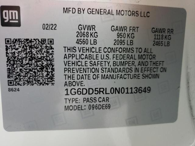 Photo 10 from auction – 2022 CADILLAC CT4-V with VIN 1G6DD5RL0N0113649