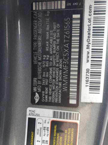 Photo 10 from auction – 2010 MINI COOPER with VIN WMWMF3C5XATZ61565