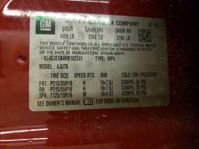 Photo 10 from auction – 2017 BUICK ENCORE PRE with VIN KL4CJESB4HB102241