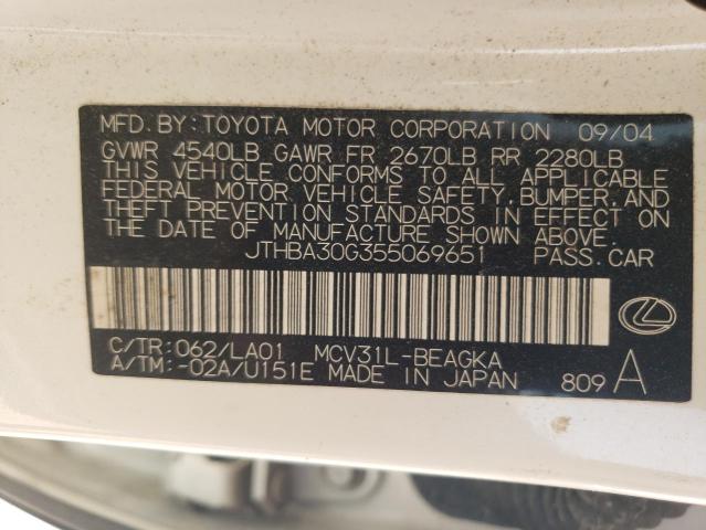 Photo 10 from auction – 2005 LEXUS ES 330 with VIN JTHBA30G355069651