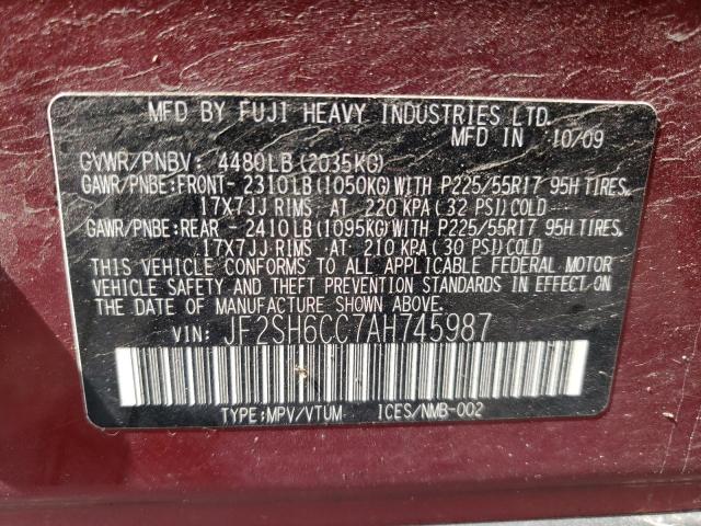 Photo 10 from auction – 2010 SUBARU FORESTER 2 with VIN JF2SH6CC7AH745987
