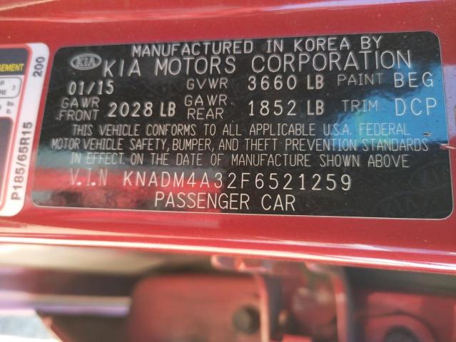 Photo 10 from auction – 2015 KIA RIO LX with VIN KNADM4A32F6521259