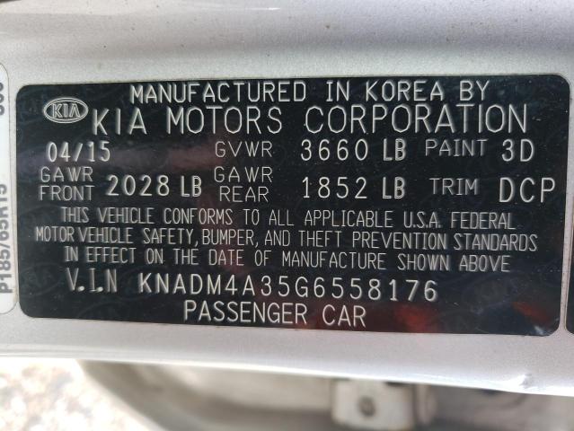 Photo 10 from auction – 2016 KIA RIO LX with VIN KNADM4A35G6558176