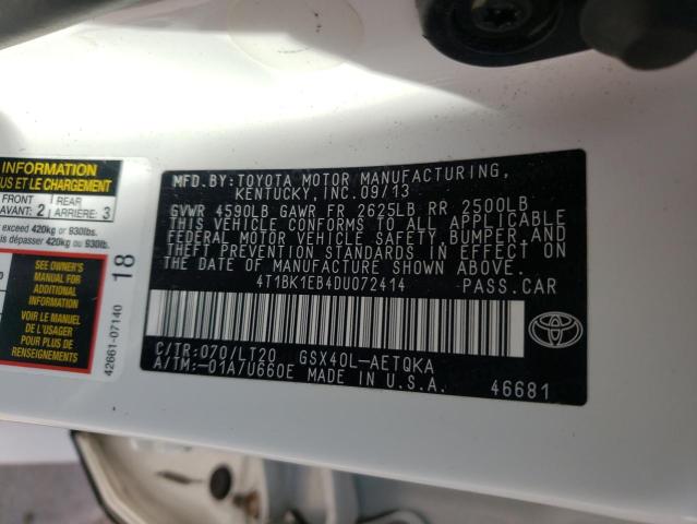 Photo 10 from auction – 2013 TOYOTA AVALON BAS with VIN 4T1BK1EB4DU072414
