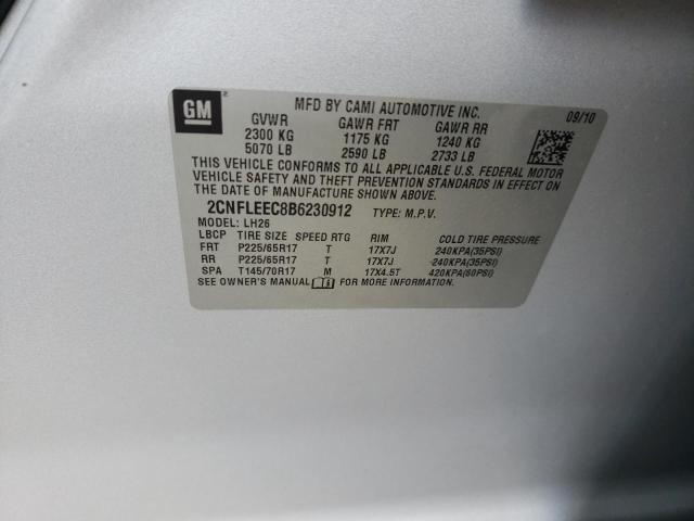 Photo 10 from auction – 2011 CHEVROLET EQUINOX LT with VIN 2CNFLEEC8B6230912