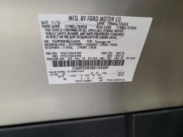 Photo 10 from auction – 2011 FORD TAURUS SEL with VIN 1FAHP2EW3BG144309