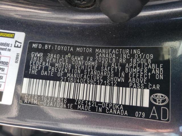 Photo 10 from auction – 2009 TOYOTA COROLLA BA with VIN 2T1BU40E99C171512