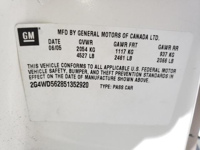 Photo 10 from auction – 2005 BUICK LACROSSE C with VIN 2G4WD562851352920