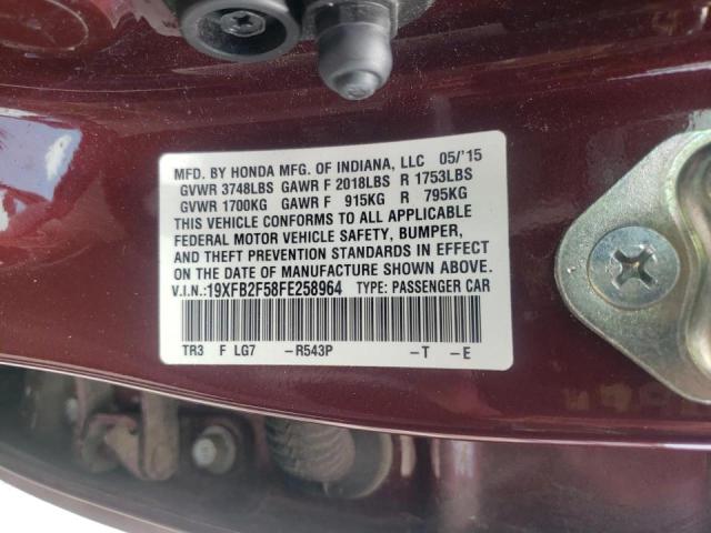 Photo 10 from auction – 2015 HONDA CIVIC LX with VIN 19XFB2F58FE258964