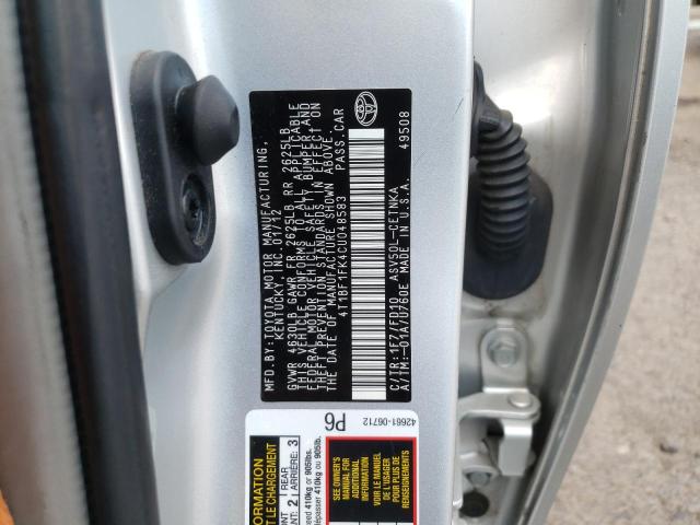 Photo 10 from auction – 2012 TOYOTA CAMRY BASE with VIN 4T1BF1FK4CU048583