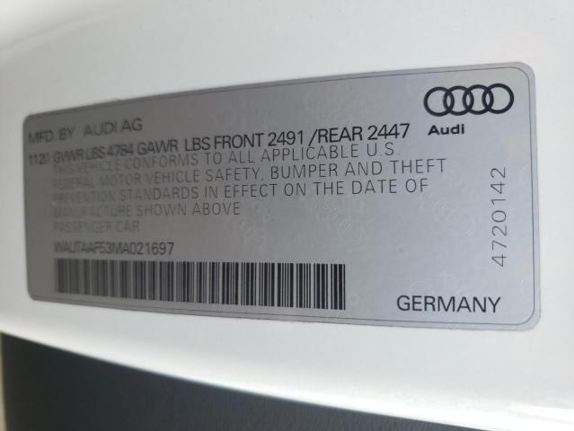 Photo 10 from auction – 2021 AUDI A5 PREMIUM with VIN WAUTAAF53MA021697