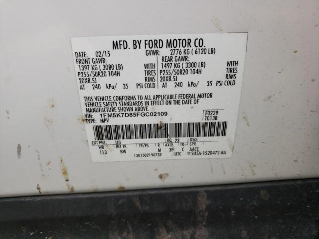 Photo 10 from auction – 2015 FORD EXPLORER X with VIN 1FM5K7D85FGC02109