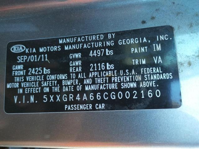 Photo 10 from auction – 2012 KIA OPTIMA SX with VIN 5XXGR4A66CG002160
