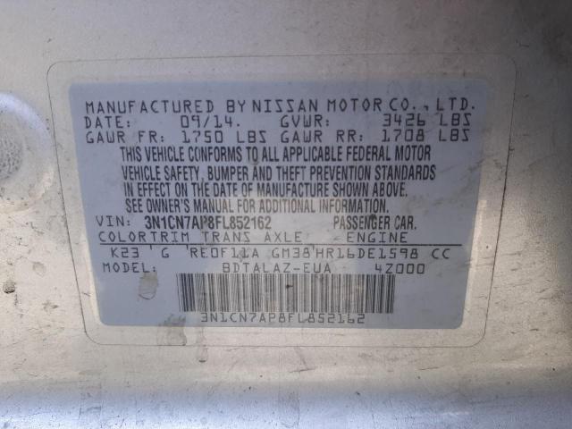 Photo 10 from auction – 2015 NISSAN VERSA S with VIN 3N1CN7AP8FL852162