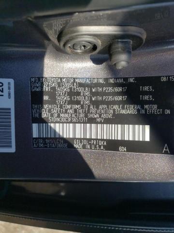 Photo 10 from auction – 2015 TOYOTA SIENNA XLE with VIN 5TDYK3DC3FS651311