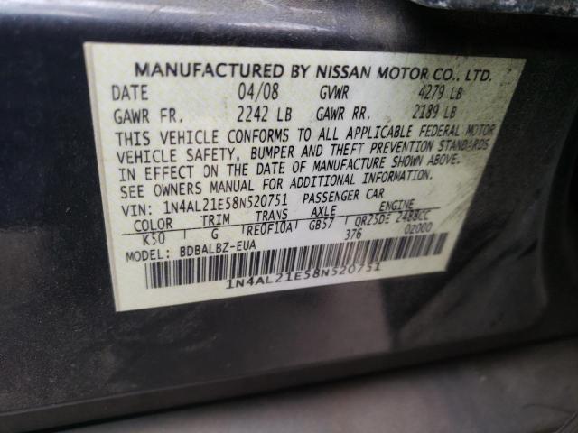 Photo 10 from auction – 2008 NISSAN ALTIMA 2.5 with VIN 1N4AL21E58N520751