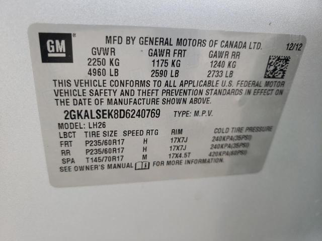 Photo 10 from auction – 2013 GMC TERRAIN SL with VIN 2GKALSEK8D6240769