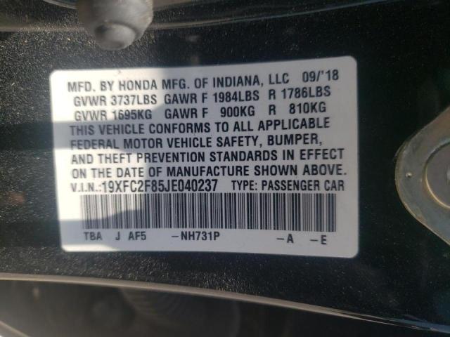 Photo 10 from auction – 2018 HONDA CIVIC EX with VIN 19XFC2F85JE040237