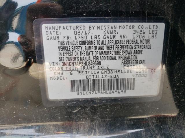 Photo 10 from auction – 2017 NISSAN VERSA S with VIN 3N1CN7AP8HL849698