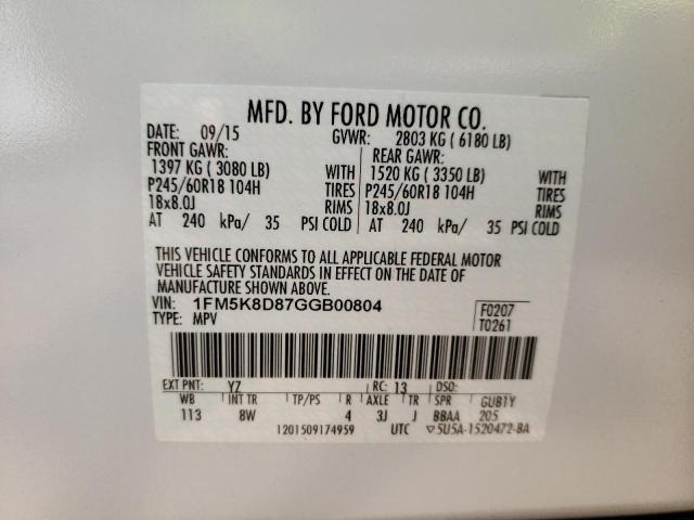 Photo 10 from auction – 2016 FORD EXPLORER X with VIN 1FM5K8D87GGB00804