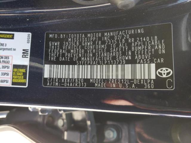 Photo 10 from auction – 2020 TOYOTA COROLLA LE with VIN 5YFEPRAE1LP113739