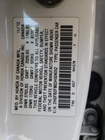 Photo 10 from auction – 2013 HONDA CIVIC EX with VIN 2HGFB2F86DH504052