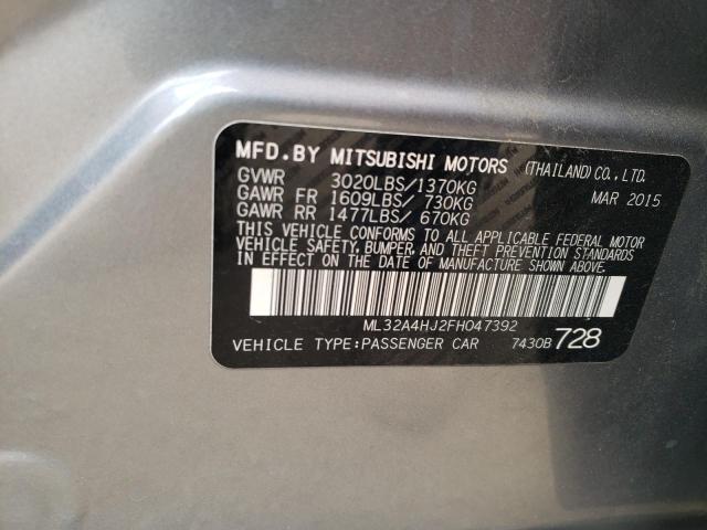 Photo 10 from auction – 2015 MITSUBISHI MIRAGE ES with VIN ML32A4HJ2FH047392