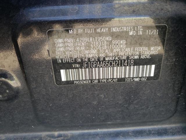 Photo 10 from auction – 2012 SUBARU IMPREZA with VIN JF1GPAA65CH211418