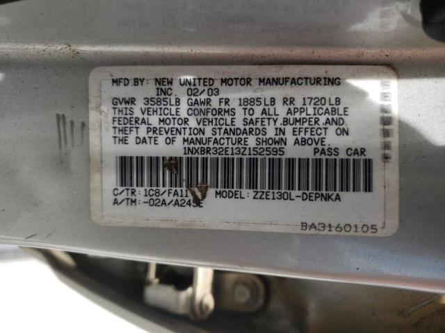 Photo 10 from auction – 2003 TOYOTA COROLLA CE with VIN 1NXBR32E13Z152595