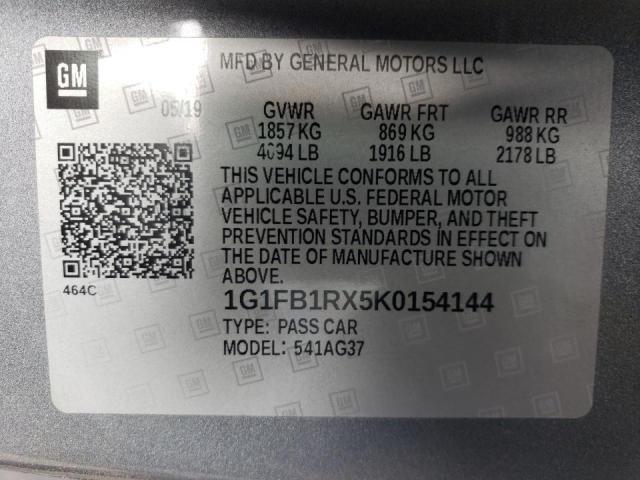 Photo 10 from auction – 2019 CHEVROLET CAMARO LS with VIN 1G1FB1RX5K0154144