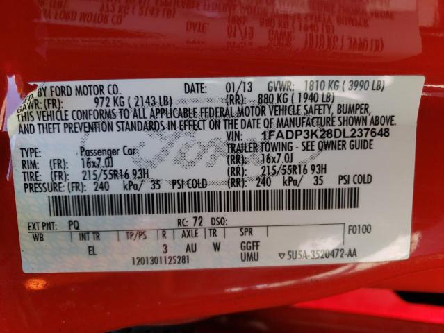 Photo 10 from auction – 2013 FORD FOCUS SE with VIN 1FADP3K28DL237648