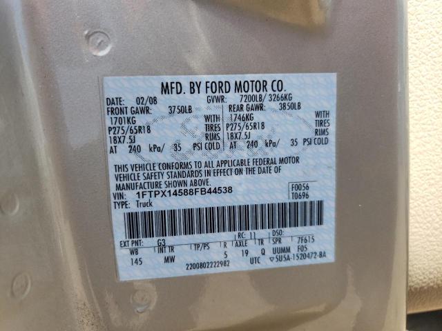 Photo 10 from auction – 2008 FORD F150 with VIN 1FTPX14588FB44538