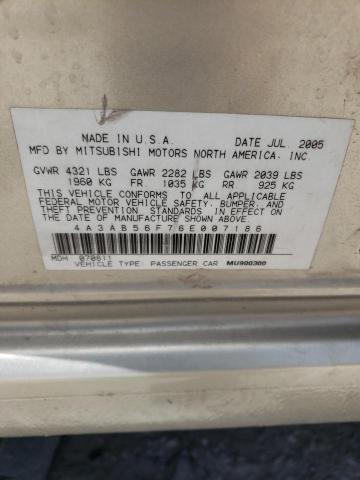 Photo 10 from auction – 2006 MITSUBISHI GALANT ES with VIN 4A3AB56F76E007186
