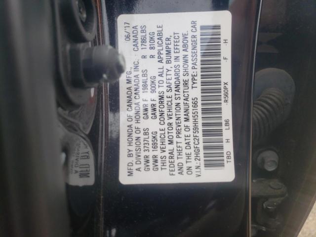 Photo 10 from auction – 2017 HONDA CIVIC LX with VIN 2HGFC2F59HH551665