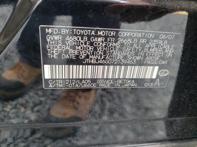 Photo 10 from auction – 2007 LEXUS ES 350 with VIN JTHBJ46G072139463