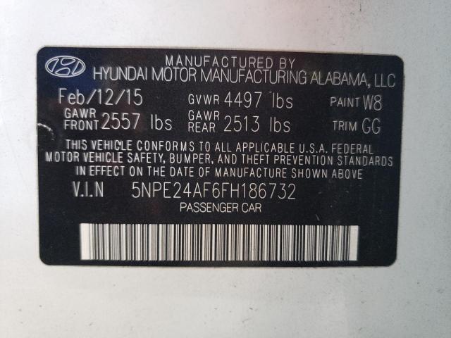 Photo 10 from auction – 2015 HYUNDAI SONATA SE with VIN 5NPE24AF6FH186732